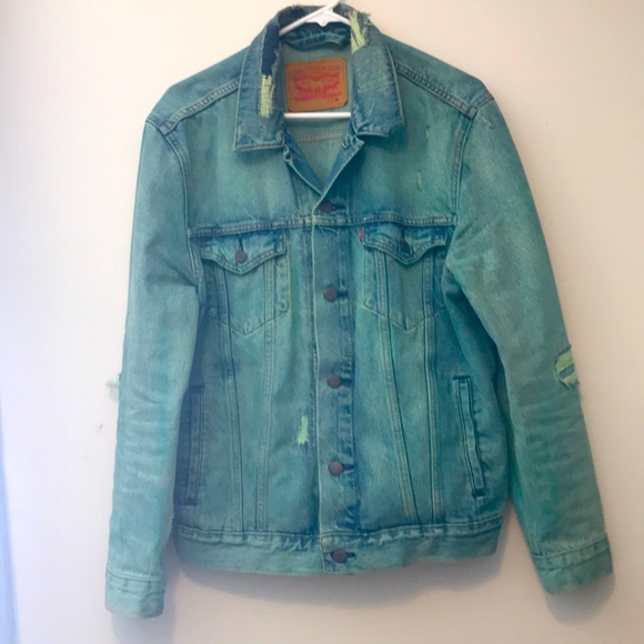 Levis men’s medium neon denim jacket - Picture 1 of 4